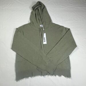 525 America Distressed Cashmere Hoodie Soft Sweater Fern Green Women's XS NWT